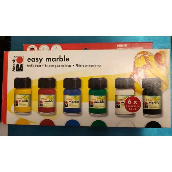 Marabu Easy Marble Art Paint Box Starter Set of 6 Colors 15ml Jars from Germany - Picture 1 of 3